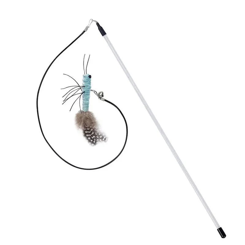 Luxury Cat Teasing Wand with Dragonfly Feather Head Handmade Insect Style Replacement Toy Interactive Play Pet Supplies