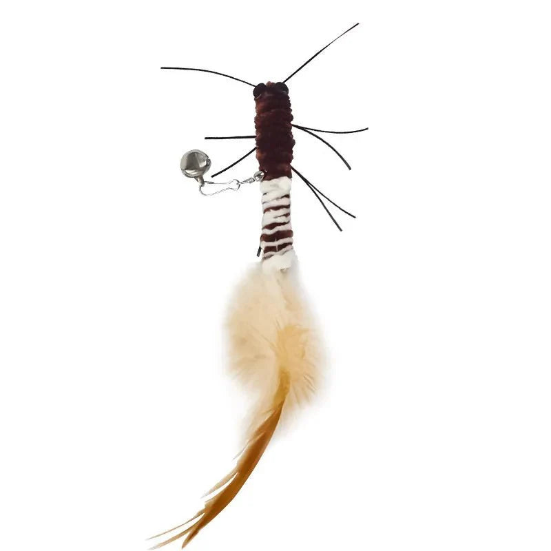 Luxury Cat Teasing Wand with Dragonfly Feather Head Handmade Insect Style Replacement Toy Interactive Play Pet Supplies
