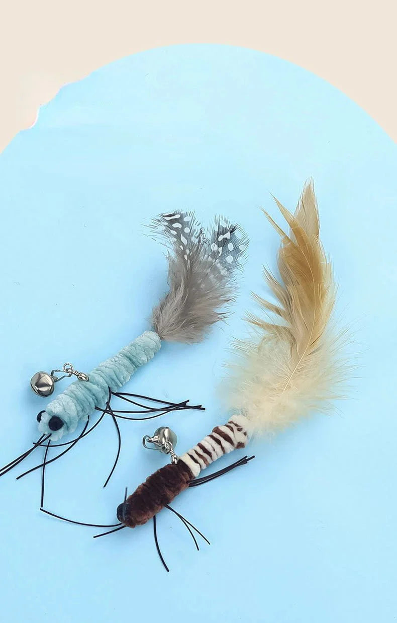 Luxury Cat Teasing Wand with Dragonfly Feather Head Handmade Insect Style Replacement Toy Interactive Play Pet Supplies