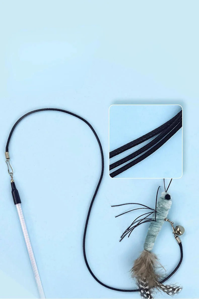 Luxury Cat Teasing Wand with Dragonfly Feather Head Handmade Insect Style Replacement Toy Interactive Play Pet Supplies