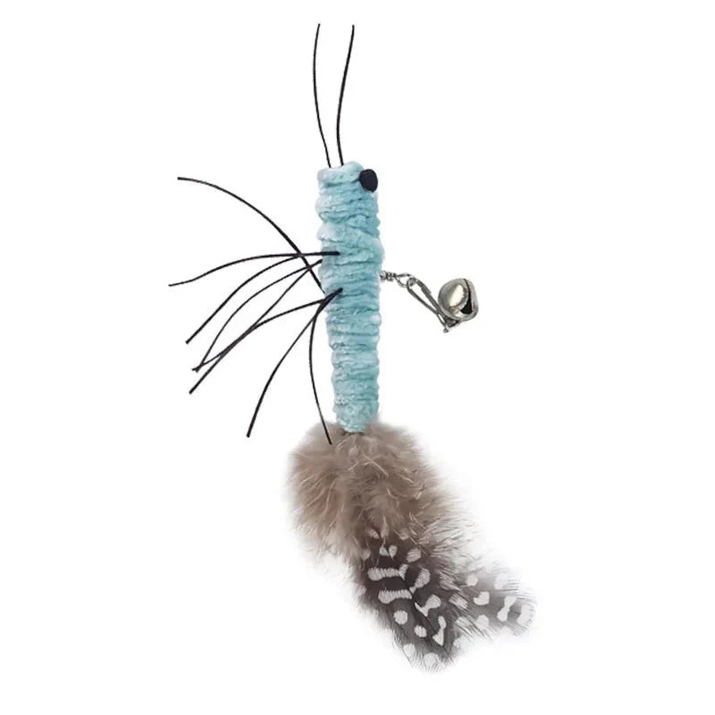 Luxury Cat Teasing Wand with Dragonfly Feather Head Handmade Insect Style Replacement Toy Interactive Play Pet Supplies