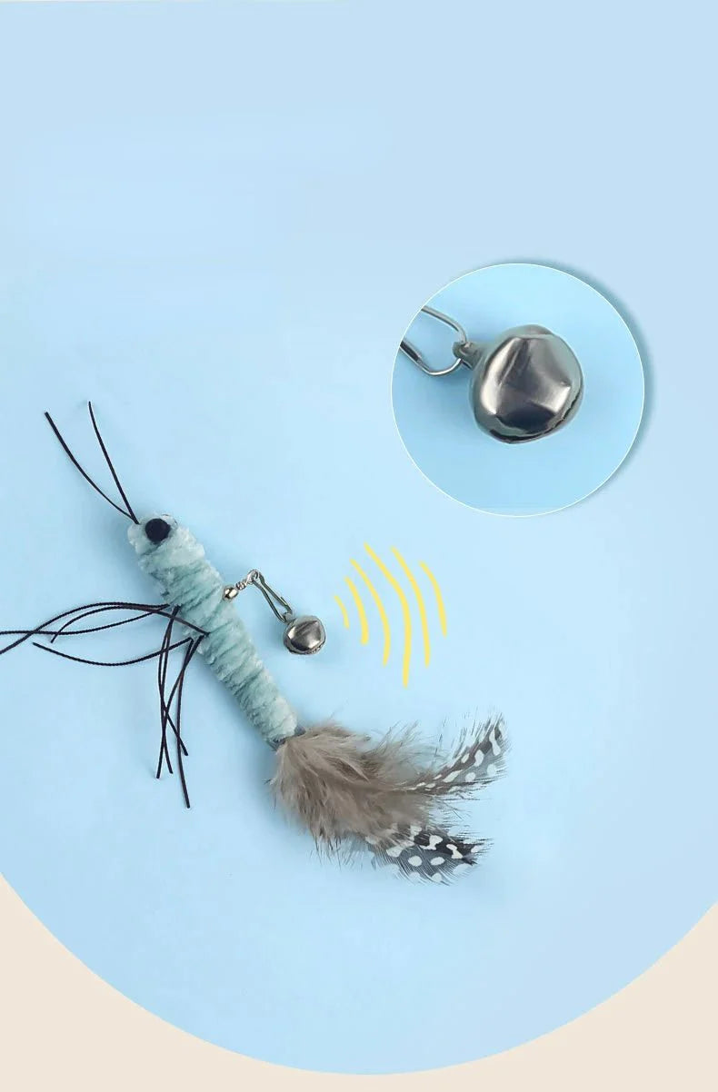 Luxury Cat Teasing Wand with Dragonfly Feather Head Handmade Insect Style Replacement Toy Interactive Play Pet Supplies